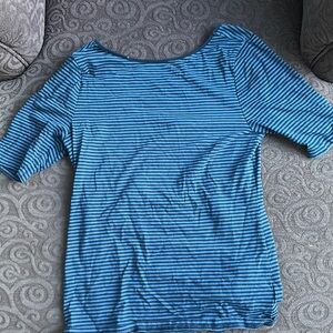 Women’s American Living blue striped shirt sleeve w/ crisscross detail in back